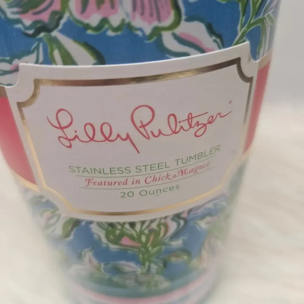 New! Lilly Pulitzer Stainless Steel Insulated Tumbler Cumulus Blue Chick Magnet